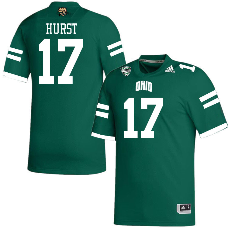 Ohio Bobcats #17 Kaden Hurst College Football Jerseys Stitched-Green